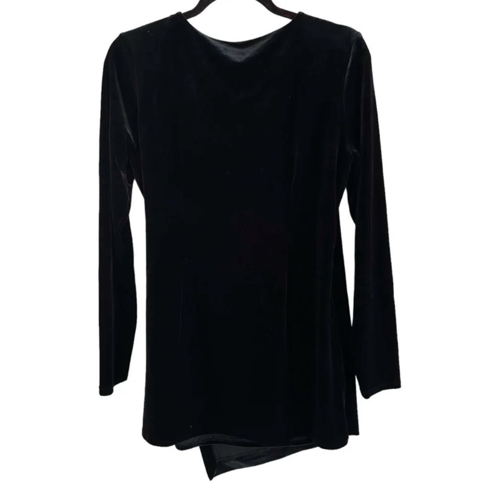 White House Black Market Black Velvet Long Sleeve Cross Front Tunic size Medium - Picture 4 of 5
